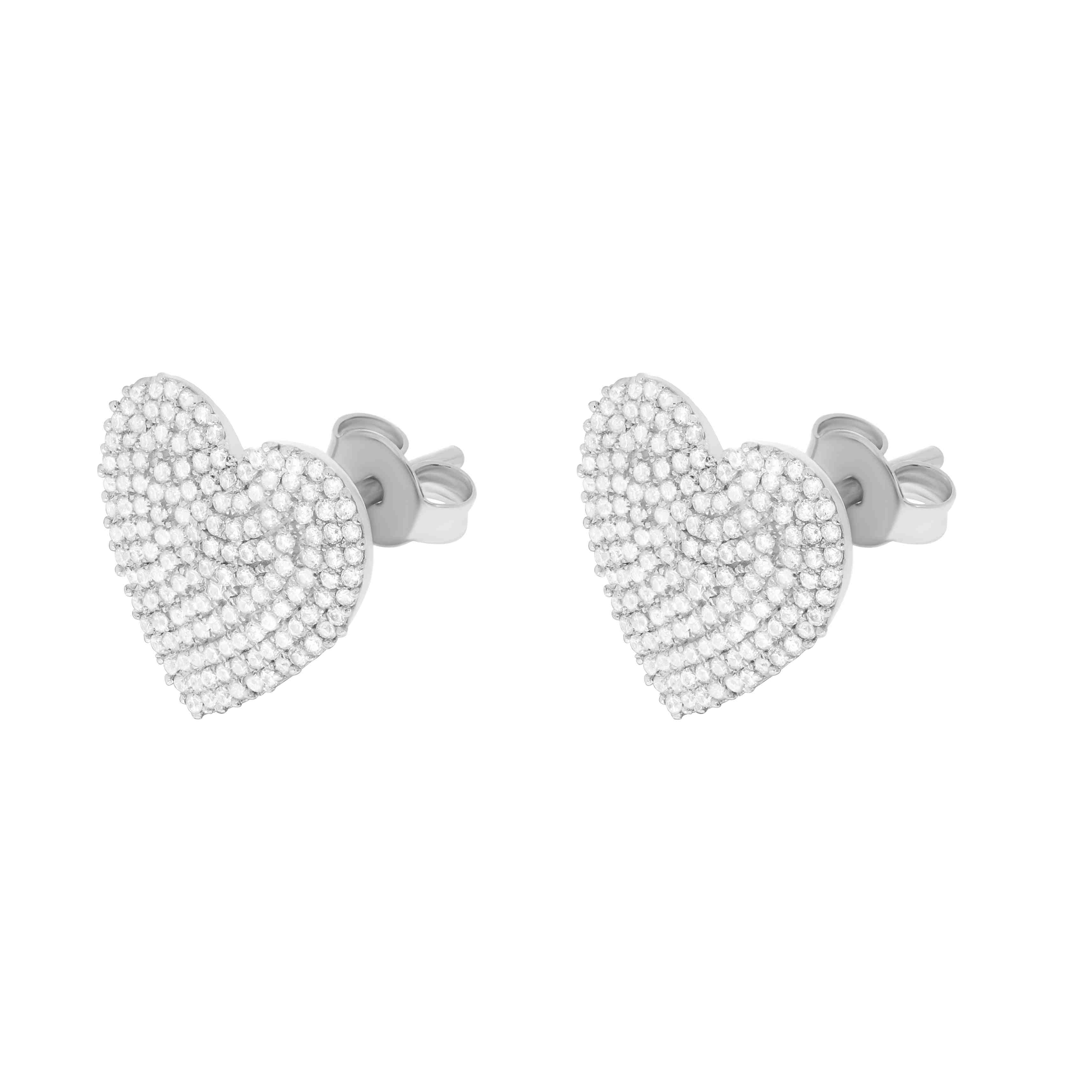 Heart-Shaped Diamond Stud Earrings ER21762A